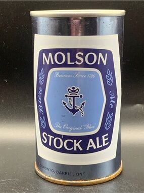 Vintage Beer Can Molson Stock Ale Biere Pull Tab Empty Steel Can Canada